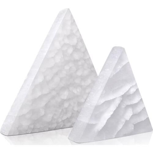 Triangle Natural Selenite Crystal Slice and Slabs White Selenite Slice Clear Quartz Gypsum Rough Stone Room Decor Aesthetic