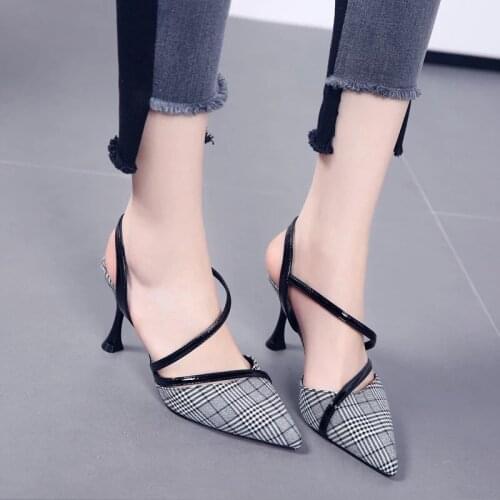 Women Block High Heels Bridal Scarpin Pumps Ladies Pointed Toe Black khaki Plaza Heels Female Shoes Zapatos Mujer Leisure