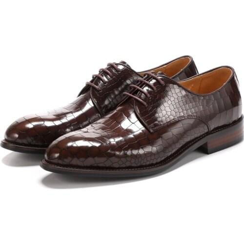 Serpentine Black / Brown Tan Business Shoes Mens Dress Shoes Genuine Leather Social Shoes Male Formal Wedding Shoes