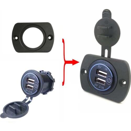12-24V Universal Motorcycle Car Power Adapter Touch Switch Dual USB Charger Socket Outlet Plug With Single Hole Panel Base