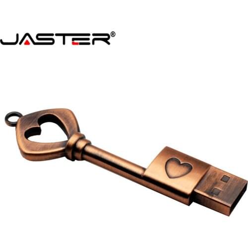 JASTER USB Flash Drive usb2.0 Retro metal key 4GB 8GB 16GB 32GB 64GB data storage memory stick pendrives pen drive creative gift