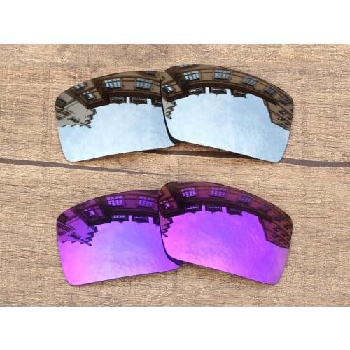 Vonxyz 2 Pairs Chrome Mirror & Violet Mirror Polarized Replacement Lenses for-Oakley Eyepatch 2 Frame