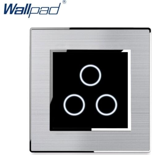 3 Gang 2 Way Touch Light Switch Stainless Steel Panel With Silver Border Wallpad Wall Switch 1000W AC110-230V