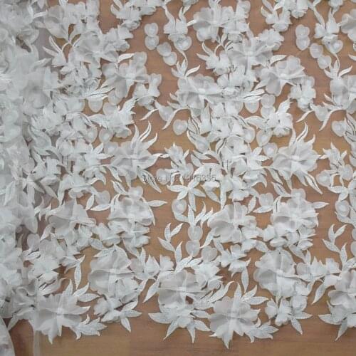 High quality white african french lace fabric high quality nigerian 3d lace fabric HY0738