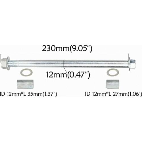 12mm 230mm Rear Wheel Rim Axle Spindle For YAMAHA klx TTR90 YSR50 Honda CRF/XR 50 70 Kawasaki KLX 110 Dirt Pit Bike