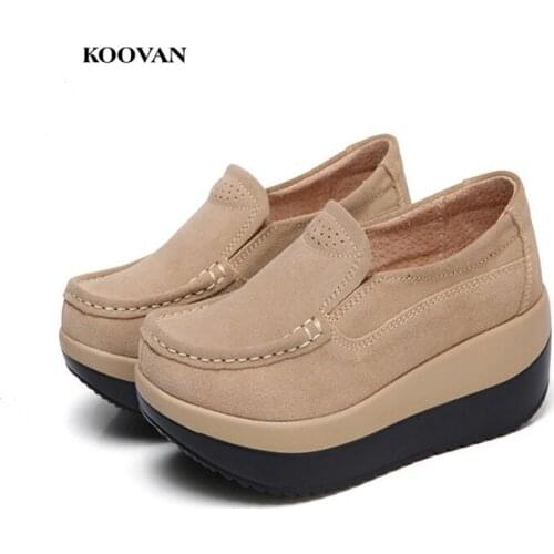 Koovan Womens Shoes 2018 Spring And Autumn Thick Crust Tassels Muffins Wedges Mother Shoes Leather Shake Peas Shoes Pumps