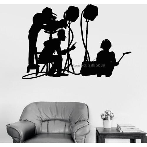 122*84cm Film Crew Silhouette Cinema Vinyl Wall Decal Movie Art Filming Room Wall Decor Decal Wall Wallpapers Murals LC1595