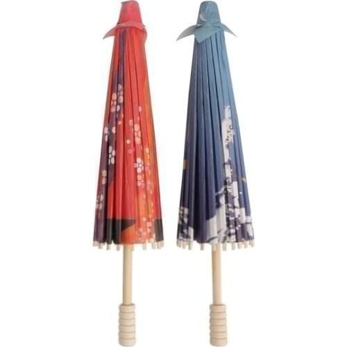 2Pcs Oil Paper Umbrella Classical Japanese Umbrella Holiday Umbrella Decoration