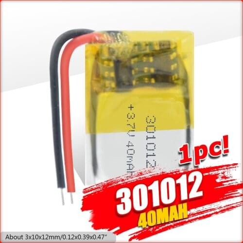 3.7V 40mAh Li-Po 301012 Battery Rechargeable For bluetooth-compatible Headset Watch MP3 Lithium Polymer Battery For GPS MP3 DIY