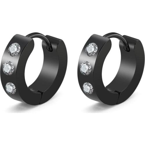 4MM*9MM Huggie Stud Earrings For Men Boy Gold Black Silver Color Earring Guys Gothic Punk Rock Ears Jewelry Stainless Steel