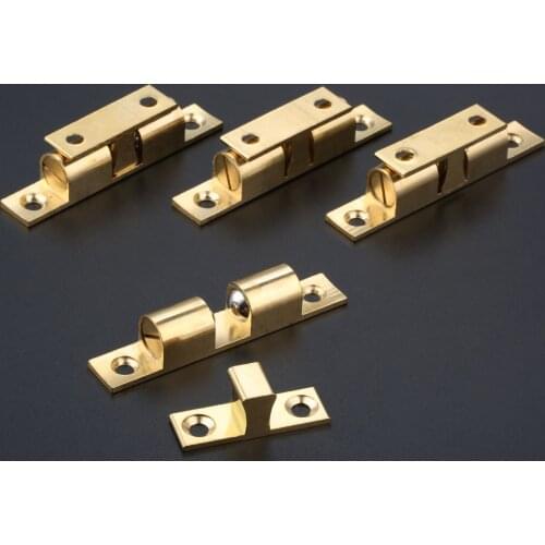 4pcs 70mm Brass Double Ball Cupboard Drawer Cabinet Door Latch Clip Lock Dual Ball Touch Catch Hardware 70mm Brass Tone