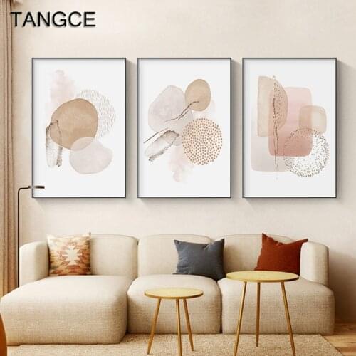 Abstract Boho Canvas Painting Modern Beige Pink Geometric Posters N Prints for Living Room Bedroom Home Decor Wall Art Pictures