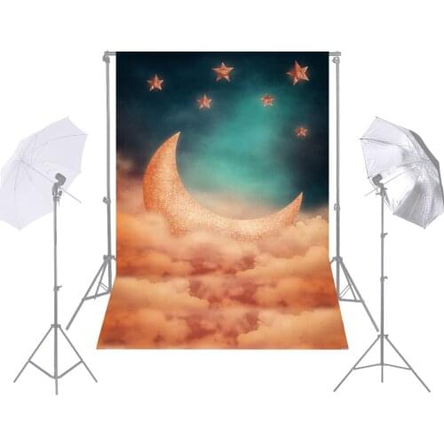 Andoer 1.5*2.1m/5*7ft Photography Background Backdrop Cartoon Night Sky Moon Star Cloud Backdrops Backgrounds Photo Studio Props