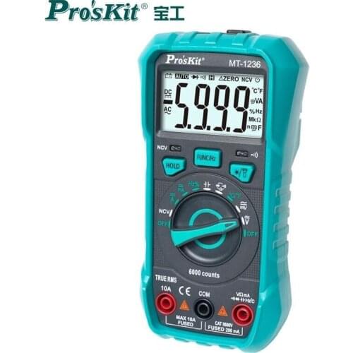 ProsKit MT-1236-C 3-5/6 True-RMS Digital Multimeter Brand New Multi-function Multimeter For ACA ACV DCA DCV Tester
