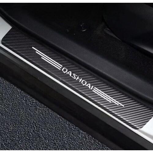 Car LOGO Door Threshold Stickers For Nissan Qashqai Car Carbon Fiber Sticker 4pcs/set Door Sills Protector Decals Accessories