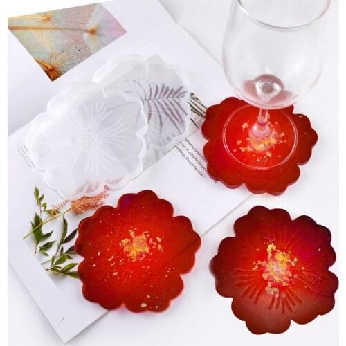 Resin Coaster Moulds, Large Flower Tray Mould Coaster, Cup Mats Silicone Epoxy Molds for Resin Casting, DIY Resin Crafts Making