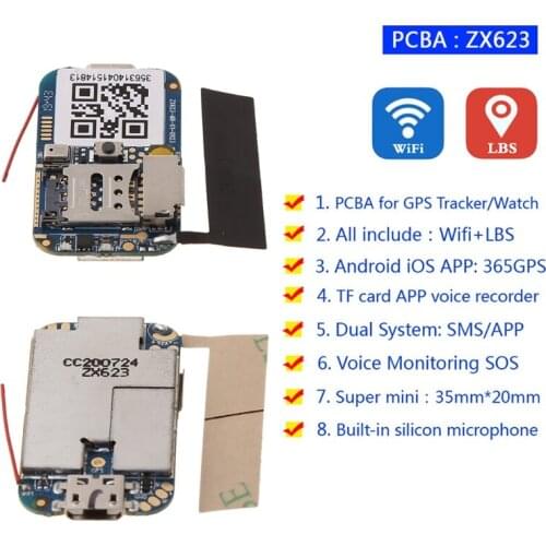 ZX623W GPS Tracker GSM Wifi LBS Locator PCBA SOS Web APP Tracking Voice Recorder