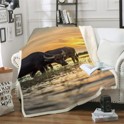 Indian Buffalo Sherpa Blanket 3D Print Sherpa Blanket on Bed Home Textiles Dropship Flannel Throws Cover Throw Sherpa Blankets