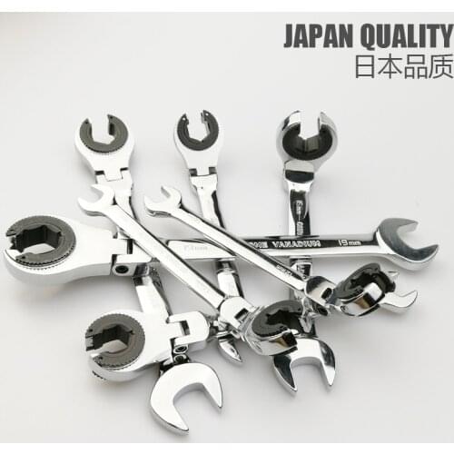 1piece 72 Teeth Chrome Vanadium Steel Tubing Ratchet Wrench Spanner with Flexible Head Ratchet Combination Wrench Set Tool