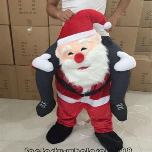 Santa Claus Ride on Mascot Costume Mens Novelty Fancy Dress Furry Suits Cosplay Christmas Party Game Outfits Clothing Carnival