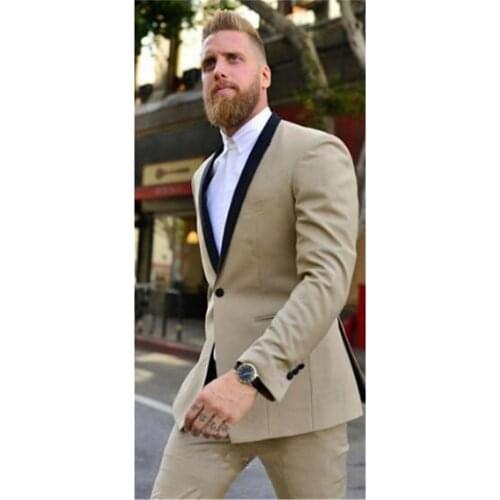 Handsome Groomsmen Shawl Lapel Groom Tuxedos Mens Wedding Dress Man Jacket Blazer Prom Dinner (Jacket+Pants+Tie) K106