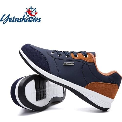 YEINSHAARS Spring Autumn New Men Shoes Lace-Up Men Fashion Shoes Microfiber Leather Casual Shoes Brand Men Sneakers Men FLats