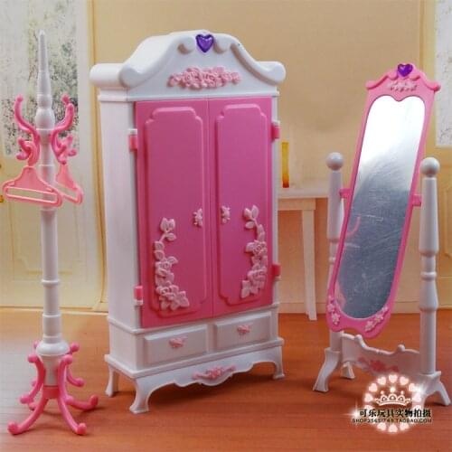 Doll furniture accessories for barbie 1/6 doll mini wardrobe dressing mirror DIY toys Girl birthday gift