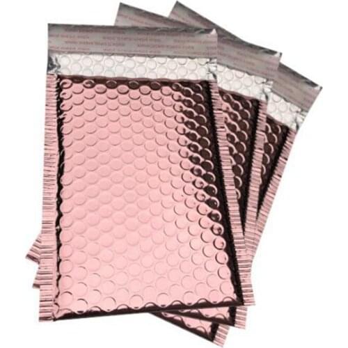 50pcs Aluminized Film Rose Gold Bubble Courier Bag Seal Envelope Foam Foil Mailing Bag Bubble Mailer Envelopes Gift Packaging