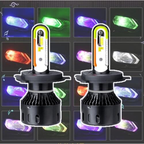 RGB H7 Led H4 H11 HB4 HB3 9006 9005 Car Headlight Bulb CSP Atmosphere ambient auto Music Sound nebbia APP Control 6000K 12V HLXG