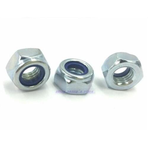 Metric Thread DIN985 M3 M4 M5 M6 M8 M10 M12 Zinc Plated Carbon Steel Hex Head Nylon Insert Lock Stop Nuts Brand New