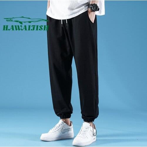 Mens trousers 2021 spring new products Mens straight-leg sports trousers thin cotton casual drawstring trousers
