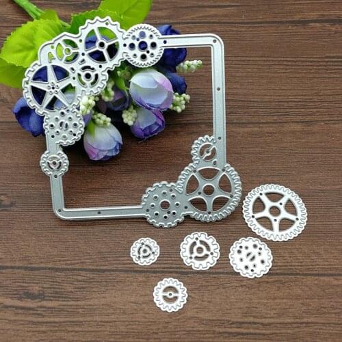 Square Gear set Metal Cutting Dies Stencil Scrapbooking Photo Album Card Paper Embossing Craft DIY
