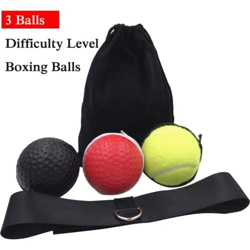 Boxing Reflex Ball Set 3 Difficulty Level Boxing Balls with Adjustable Headband for Punching Speed Reaction Agility Training