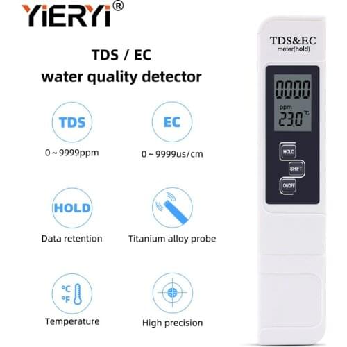 2018 New TDS EC Meter Temperature Tester Pen 3 In1 Function Conductivity Water Quality Measurement Tool TDS&EC Tester 0-5000ppm