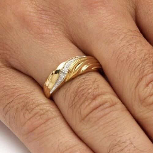 Ofertas New Twisted Weaving Gold Ring Men Luxury Dainty Small Crystal Wedding Ring Mujer Gifts for Women