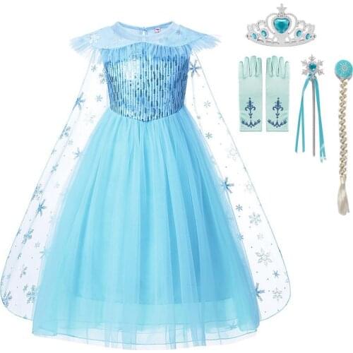 New Elsa Dress Kids Dresses for Girs Anna Cosplay Costume Toddler Carnival Birthday Party Princess Dress for Girl Clothing