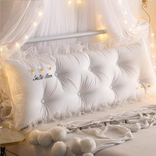 Cute Queen King Size Bedside Embroidery Pillow Soft Back Cushion High Elastic Sofa Cushion Large Lumbar Pillow
