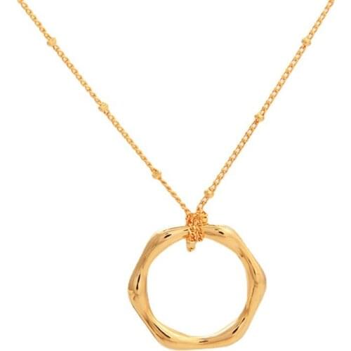 Simple Copper Individuality Irregular Ring Pendant Short Necklace Female Clavicle Chain
