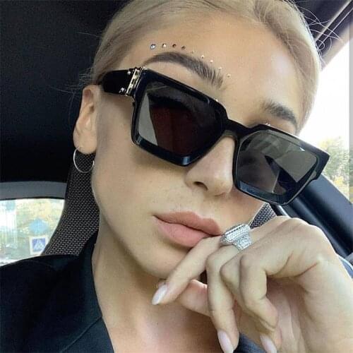Luxury Brand Black Square Sunglasses Women Men Fashion Shades Oversized Designer Female Silver Mirror Glasses Eyewear UV400