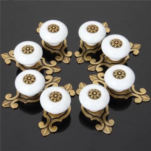 8pcs Vintage Retro Ceramic Door Knob Wardrobe Cabinet Drawer Pull Kitchen Cabinet Handle Ceramic Cupboard Handle Hot