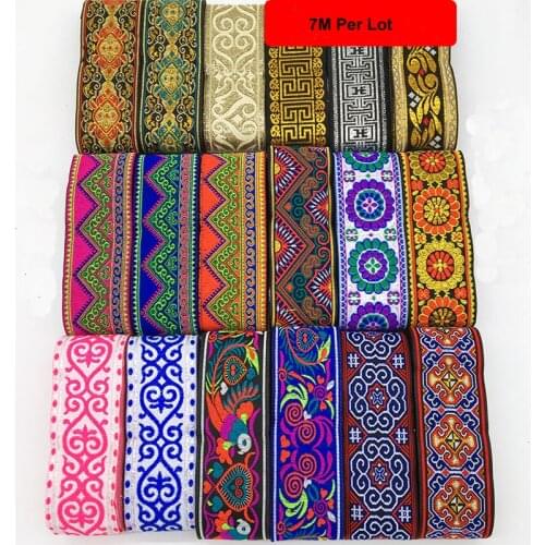 7M Width 5Cm Vintage Embroidered Ribbons Lace Fabric DIY Headwear Garment Bag Decoration Sewing Accessories HB30