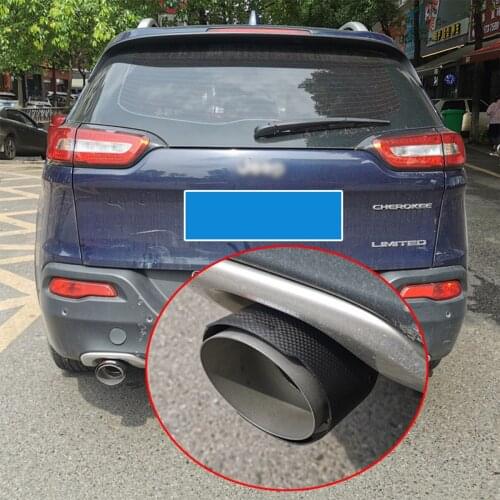 High Grade Carbon Fiber+Stainless Steel Tail Exhaust Pipe Straight Muffler Edge End Tips Fit For Jeep Cherokee 2016-2019