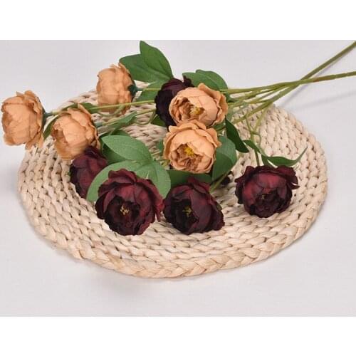 High-end New Exquisite Peony Artificial Flower Home Wedding Decoration Cored Small Peony Artificial Flower