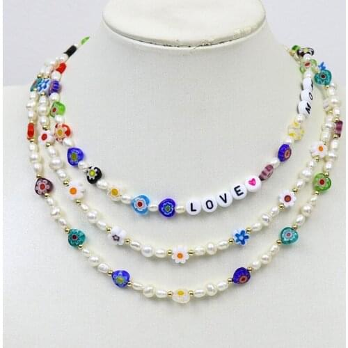 5 Pcs Natural Pearls Strand Colorful Bead Necklace Fresh water Pearls Jewelry Accessories Jewelry Necklace Gift 9950