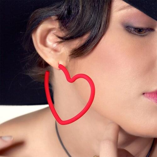 2021 color candy fluorescent color Ear studs personality exaggerated Korean trendy peach heart love earrings For women girl gift