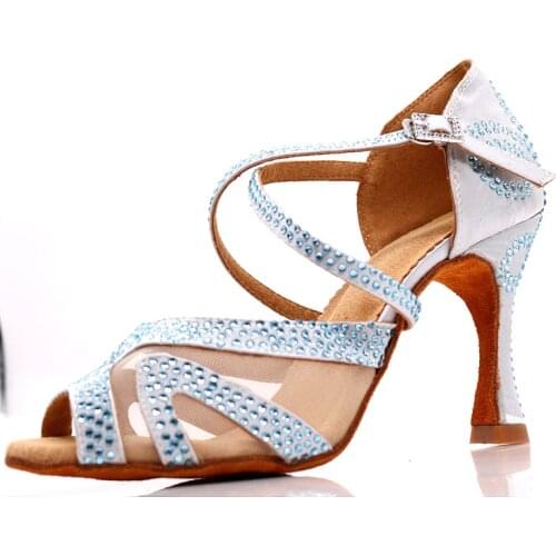 Samisoler Black Rhinestone ballroom dance shoes women Salsa dance shoes women Professional tango Latin Shoes style high heels