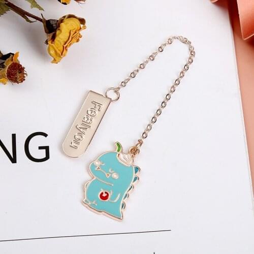 1pc Kawaii Cartoon Dinosaur Metal Bookmark Clip Page Pendant Marker of Page Kids Stationery