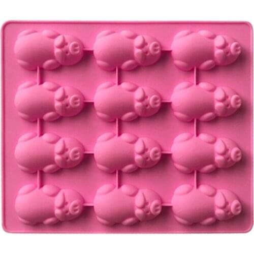 12 Holes Littles Pig Shape Cake Mould Pink Silicone Lovely Chocolate Jelly Ice Candy Mold DIY Baking Tools Bakeware