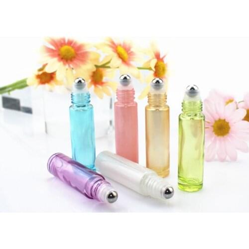 12pcs/lot High Quality 10ML Thick Glass Roll On Bottle Empty Perfume Essential Oil Vials with Stainless Steel Roller Ball