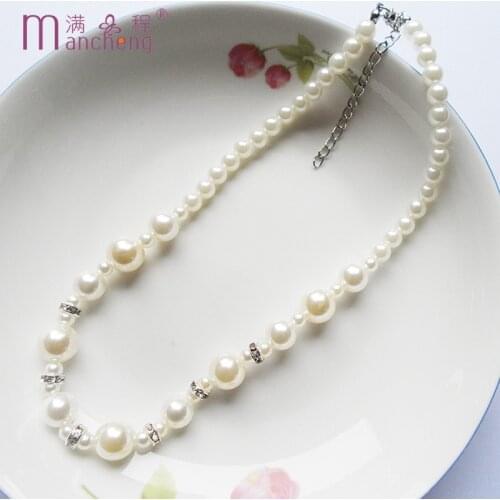 2021 fine quanlity white perfectly round pearl choker chains necklace new style factory wholesale Set auger pearl necklace
